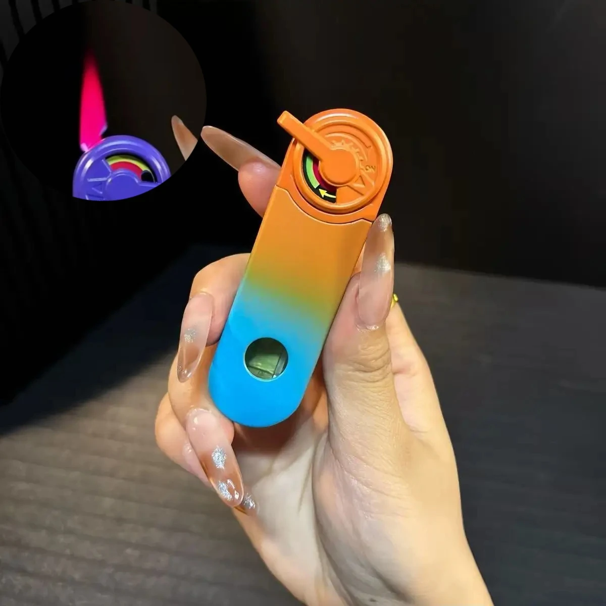 Fashionable Gradient Color Rocker Arm Windproof Lighter Outdoor Portable Jet Flame Gear Linkage Decompression New Igniter Gift