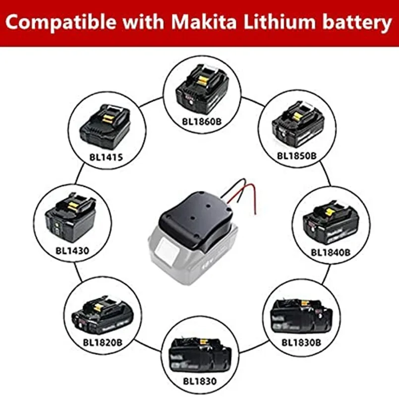 Imagem -06 - Bateria Mount Dock Power Connector com Fios 14awg Adaptador de Ferramentas Acessórios Makita Bosch Milwaukee 18v 14.4v Novo