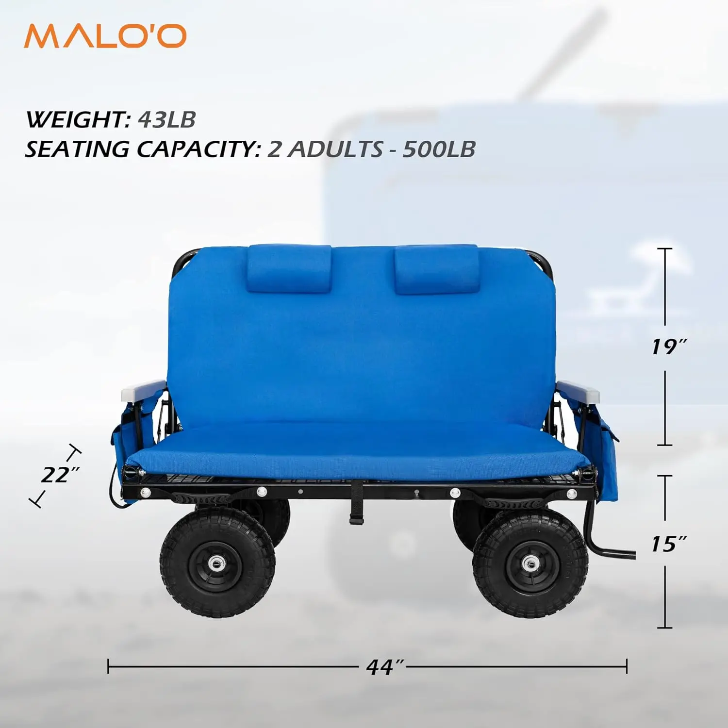 The Lounge Wagon – The Only Wagon That Converts into a 2-Person Chair - 3-in1 cart - Included Cargo net- Ultimate Beach Wagons