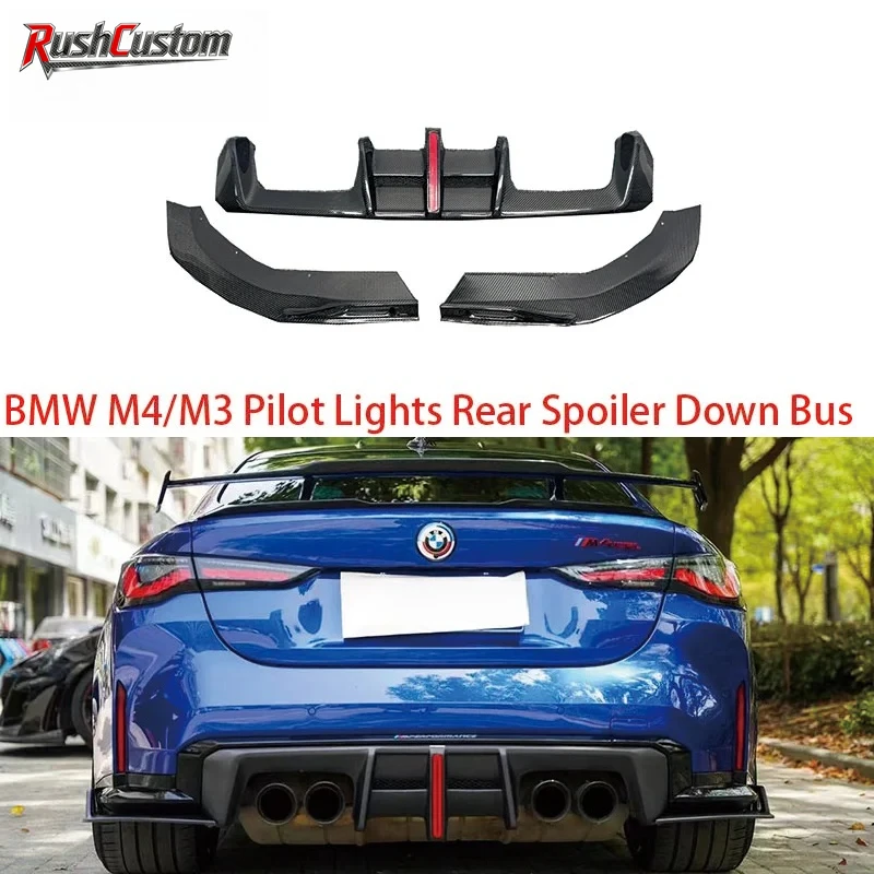 

For BMW M3 G80 M4 G82 G83 High quality 2021+ AE Style Carbon Fiber Rear Lip Diffuser Back Bumper Spoiler With Light Diffuser