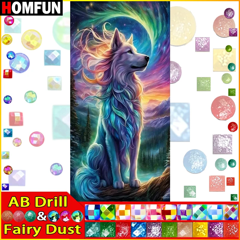 HOMFUN Fairy Dust AB Diy Full Square Round Drill 5D Diamond Painting Diamond Embroidery 