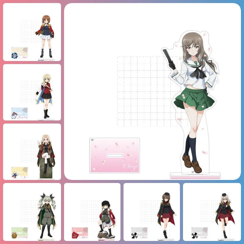 Girls und Panzer 15cm Miho Nishizumi Saori Takebe Acrylic figure stand Figure Desktop ornament Collecting accessories keychain