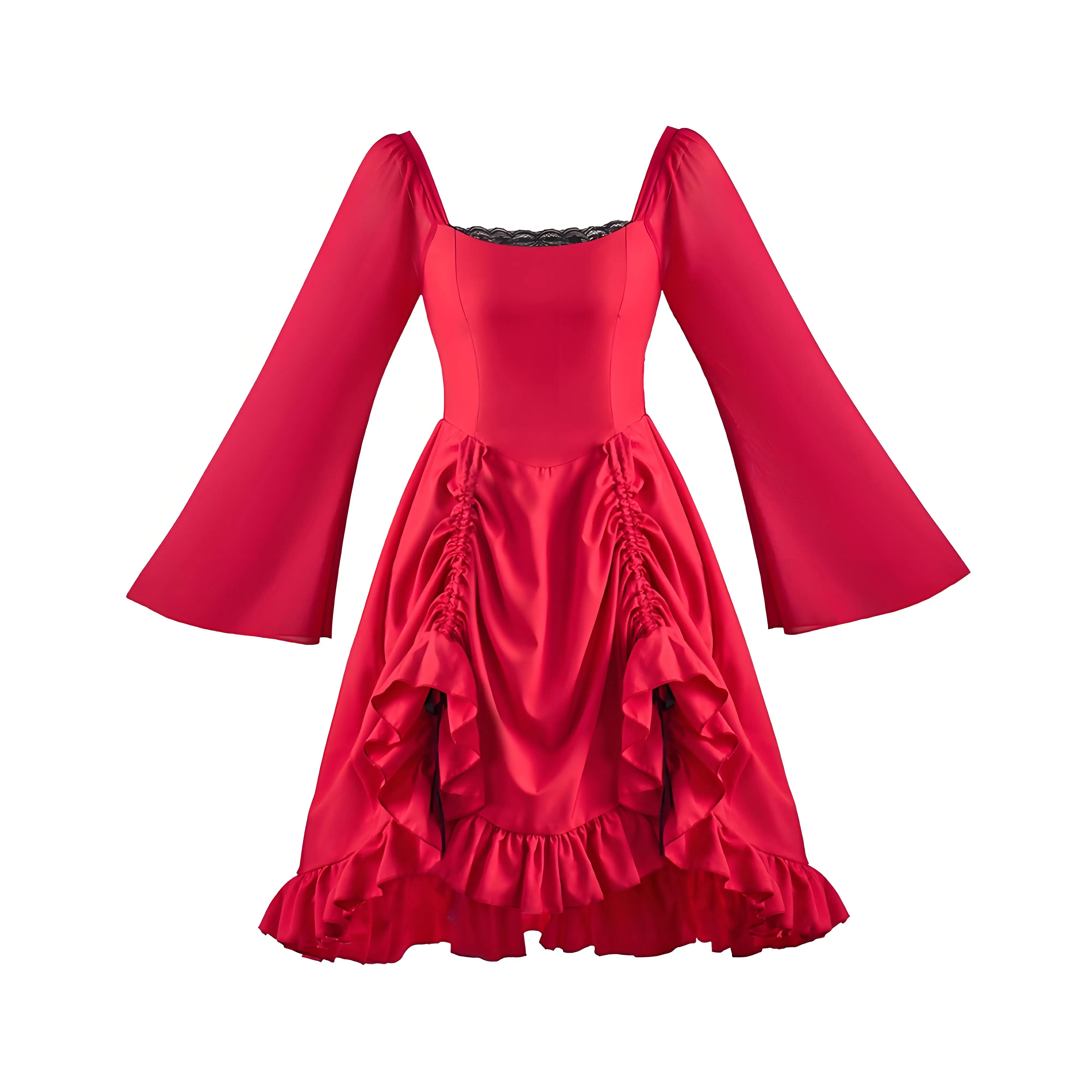 

Elegant Medieval Retro Gothiced Court Lolita Dress Ball Dress Women Slim Fit Irregular Strap Waist Lace Vestido Dress Costume