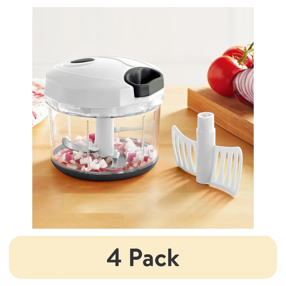 4 pacote 1qt picador de tração rápida com lâminas de aço inoxidável bpa livre material seguro legumes frutas carne fácil limpo