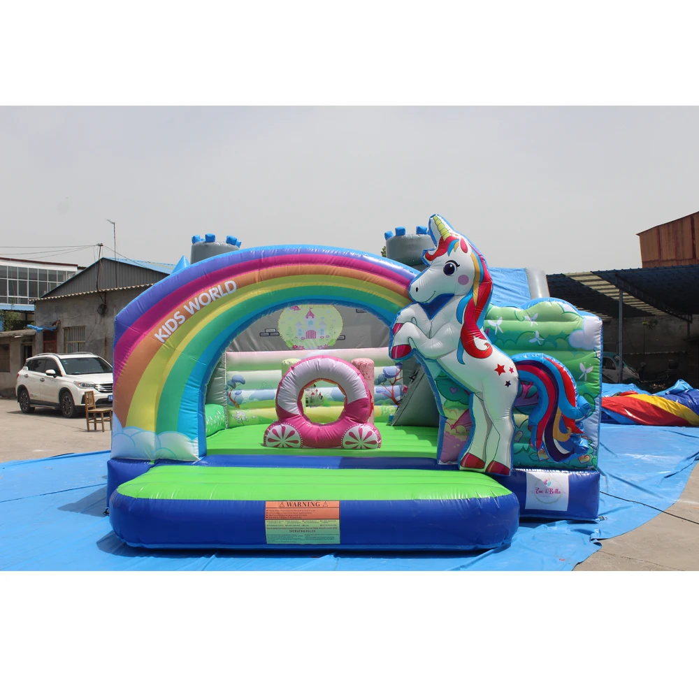 Backyard Inflatable Water Slide Park with Pool PVC Jumping Castles for Kids Bouncy Castle Slide Includes Blower-Shipping Sea