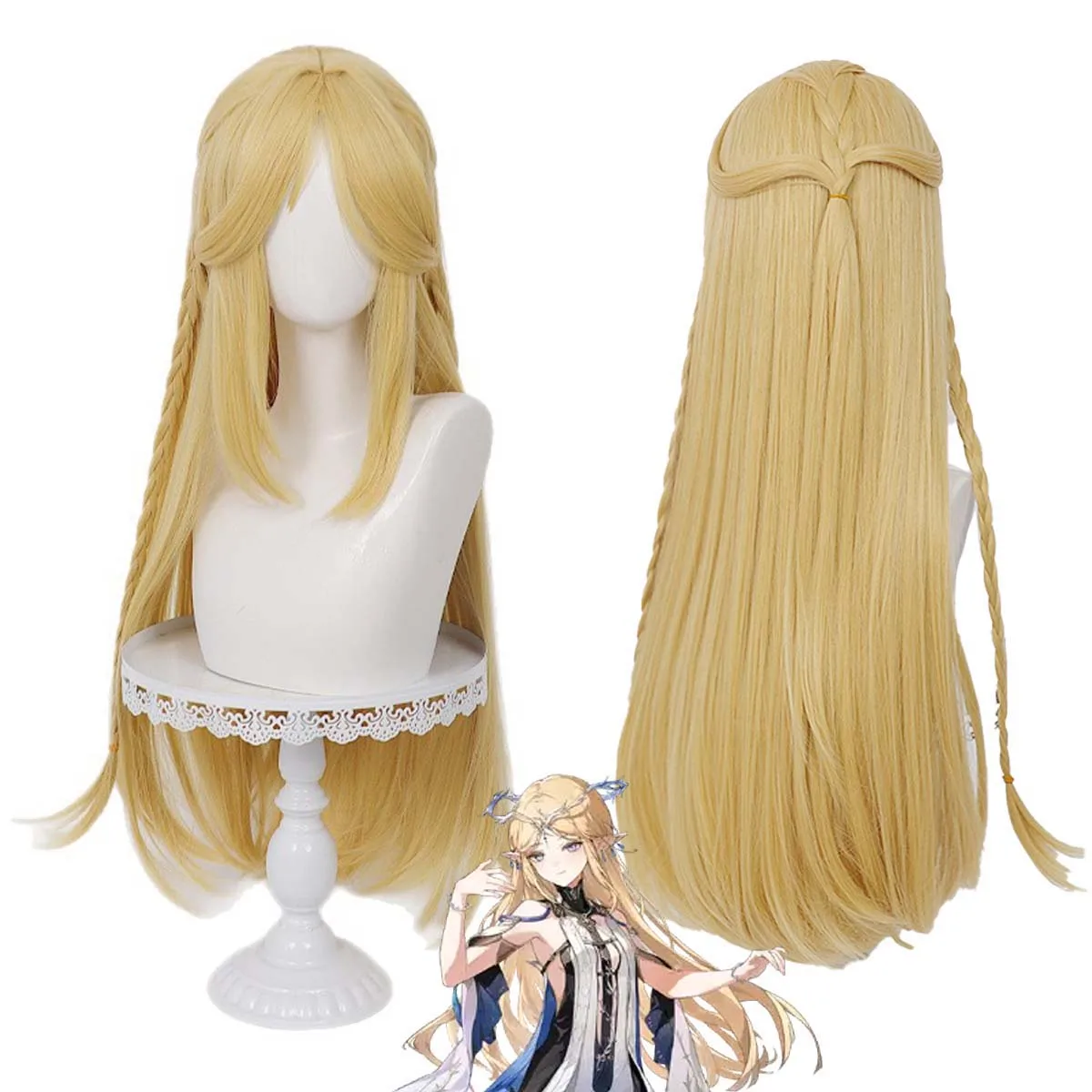 

Halloween Game Wuthering Waves Cartethyia Cosplay Long Blonde Wig For Women
