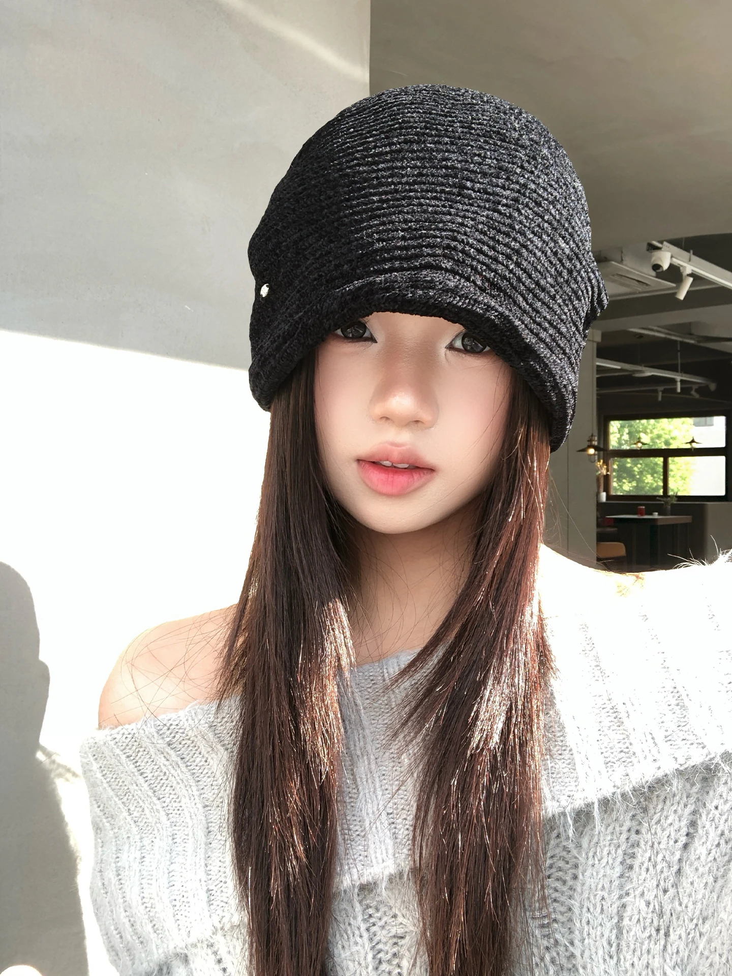 Retro Metal Embossed Foldable Big Head Wrap Hat for Women Early Autumn Casual Style Versatile Lazy Style No Adjustable Chinese