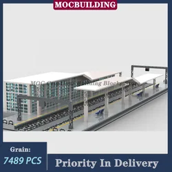 MOC City Street View Architecture Wave Central Station Model Building Block Assembly Train Station Parking Lot Collection Toy