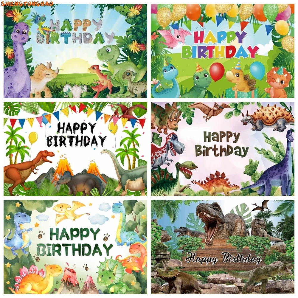 Dinosaur World Baby Birthday Backdrop Jungle Forest Safari Animal Newborn Boy Birthday Party Baby Shower Background Photo Studio