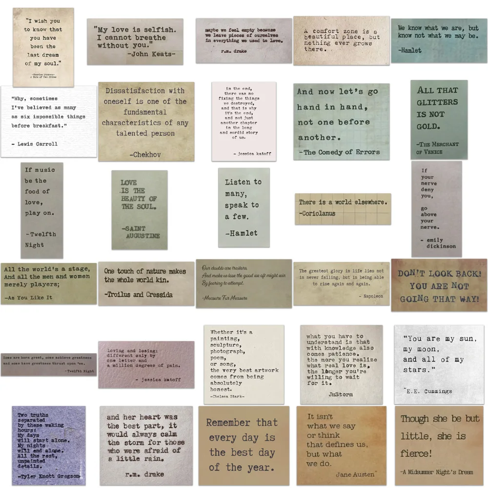 10/30/60pcs Motivational Phrases Vintage Stickers Inspirational Famous Quotes Decals DIY Scrapbook Fridge Laptop Phone Bike Car