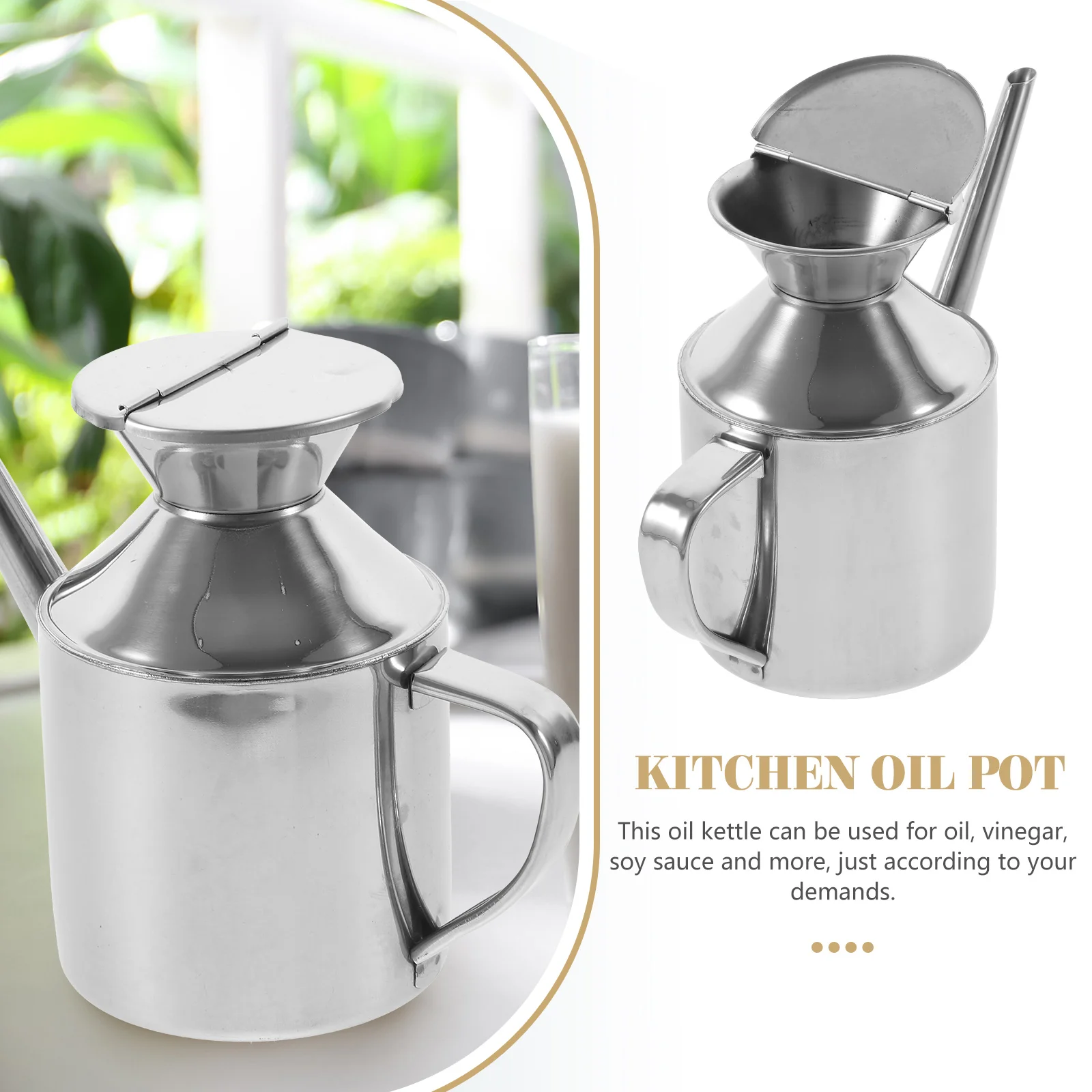 Hair Oil Bottle Stainless Steel Pot Dispenser Container Dressing Holder Silver Soy Sauce Kitchen Accessory