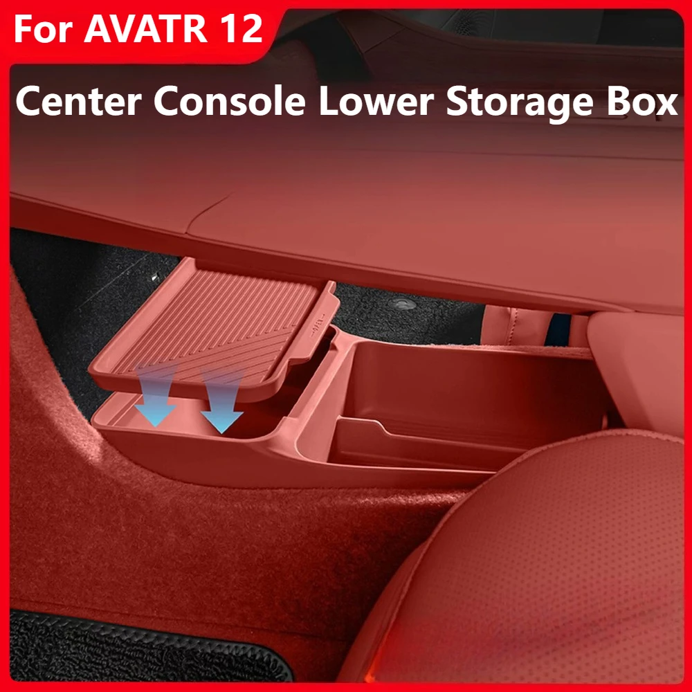 

For AVATR 12 Car Center Console Lower Double Layer Storage Box Armrest Organizer Tray Stowing Case Car Interior Accessories