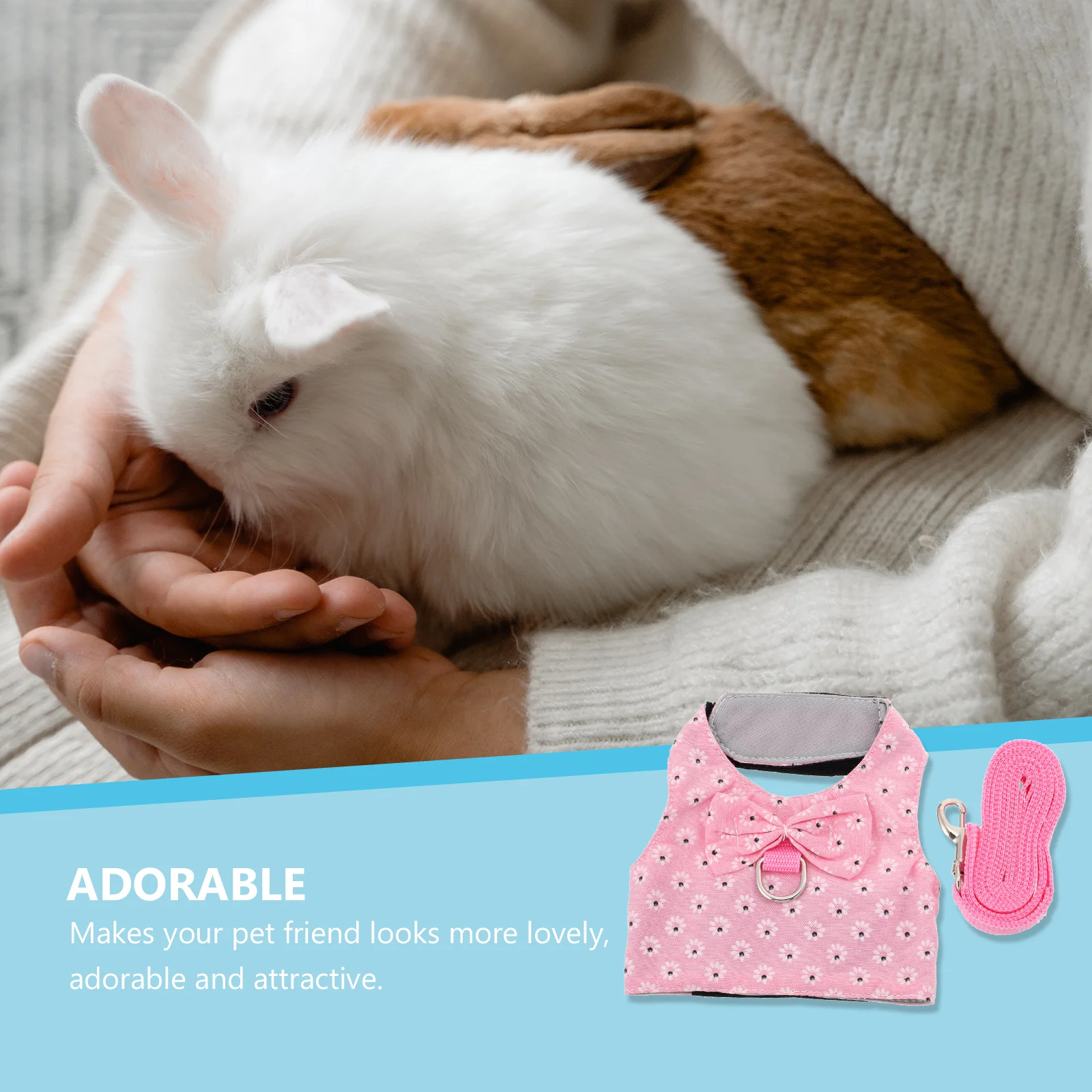 

Rabbit Bow Harness Vest Leash Lightweight Fashion Design Suitable for Pictures Parties Attractive Focus of Crowd