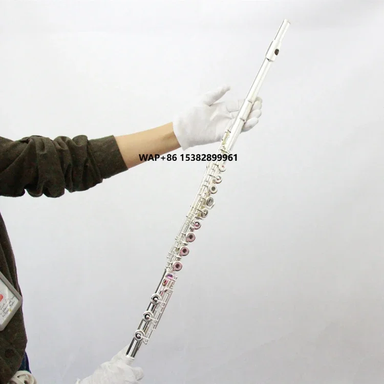 OEM Chinese Intermeiate B Foot 17 Hole Flauta Flauto C Tone Key Solid Sterling True Pure 925 Silver Body Head Joint Flute
