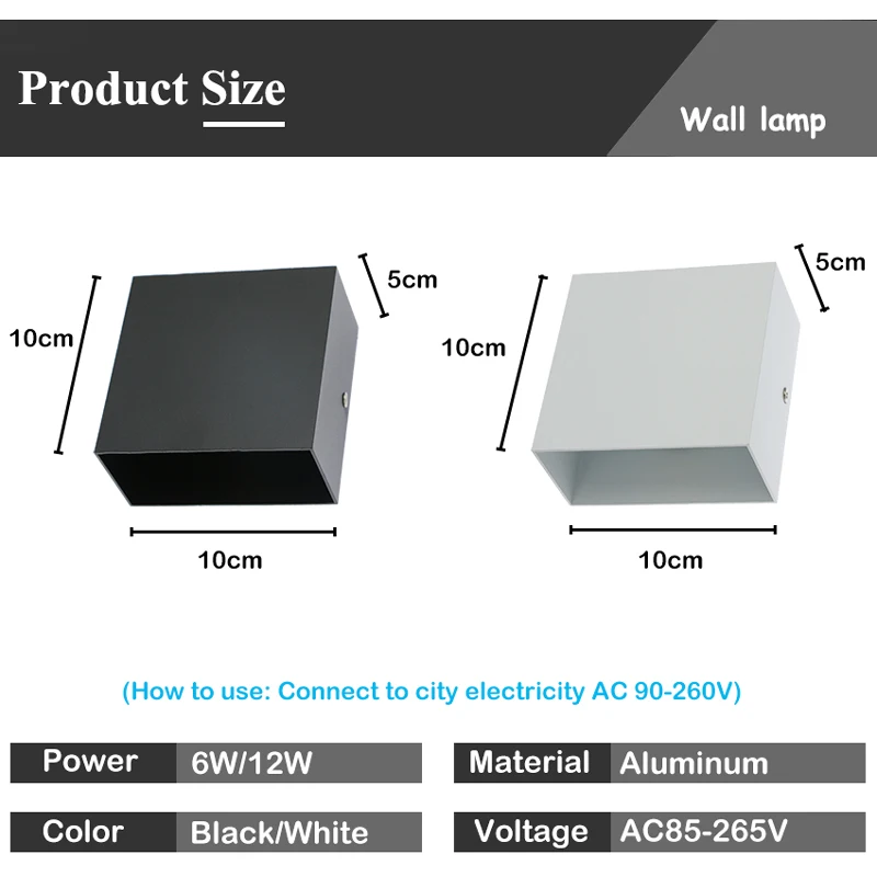 Lámpara LED de pared para interiores, accesorio de iluminación de aluminio, 6W, 12W, para dormitorio, sala de estar, escalera, decoración de lado