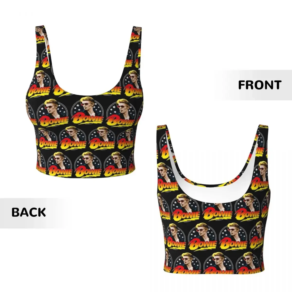 Custom Davids Bowied Women Sports Vest Bra Gym Workout High Impact Yoga Crop Tank Tops