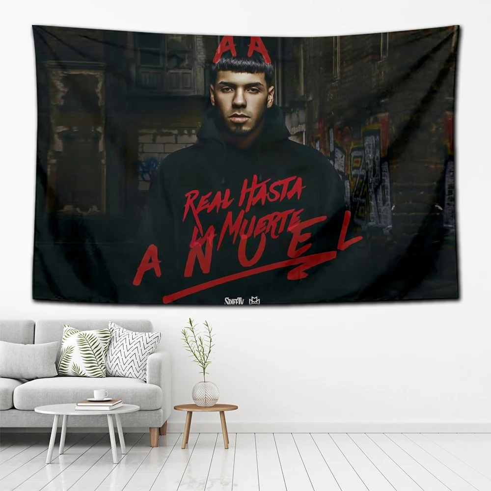 

2024 Coffee House Bar Hip Hop Rapper Anuel AA Tapestry Decoration Flag Living Room Wall Hanging Bedroom Wall Carpets tapestries