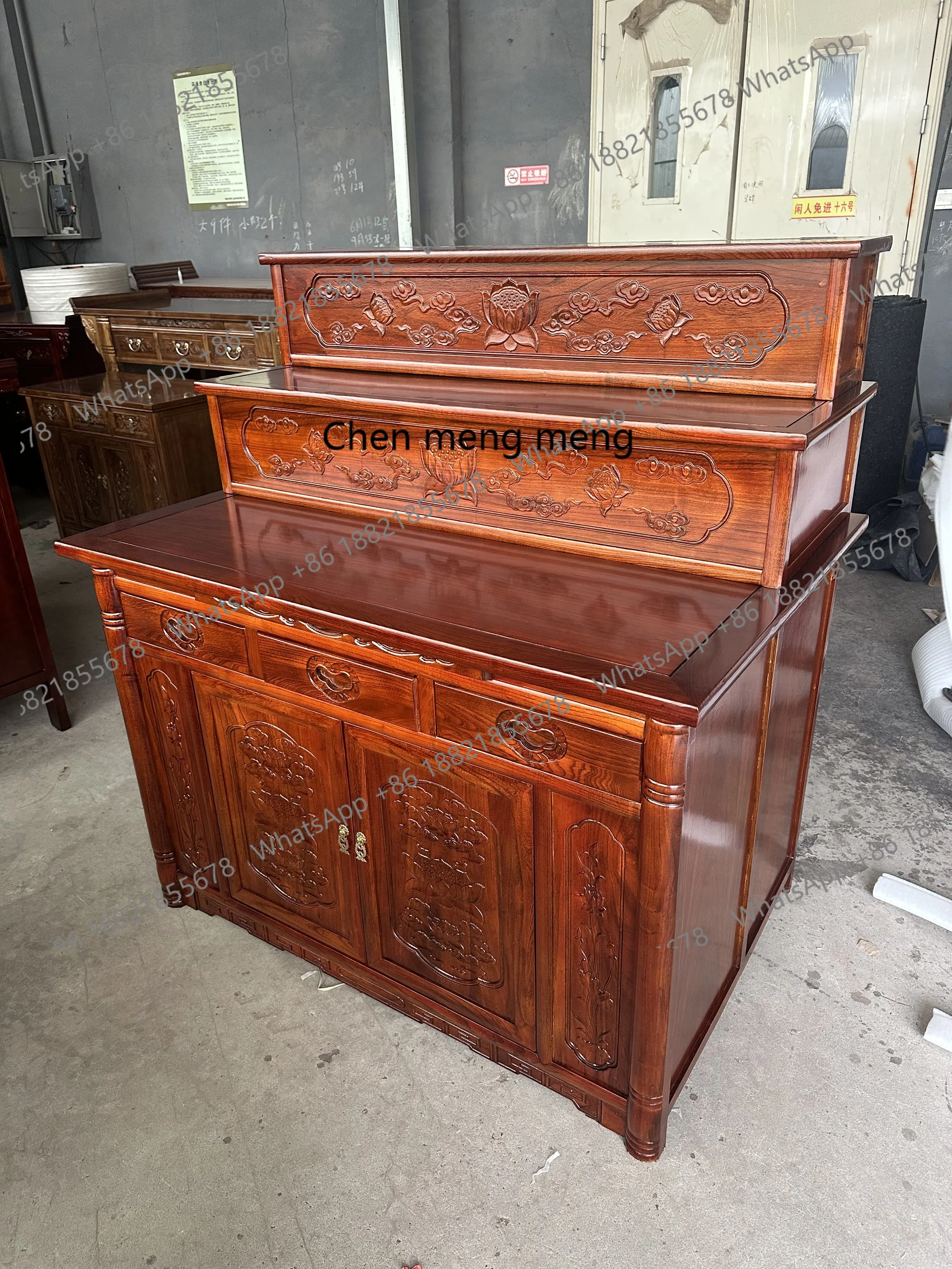 three-layer buddhist niche altar for home god of wealth guanyin altar elm step ladder altar