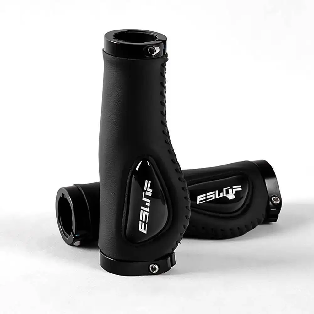 AliExpress ESLNF Leather Bicycle Anti-Shock Handlebar Shock Absorption Ergonomic Mountain Cycling Anti-Slip Soft Silicone Bike MTB Grips