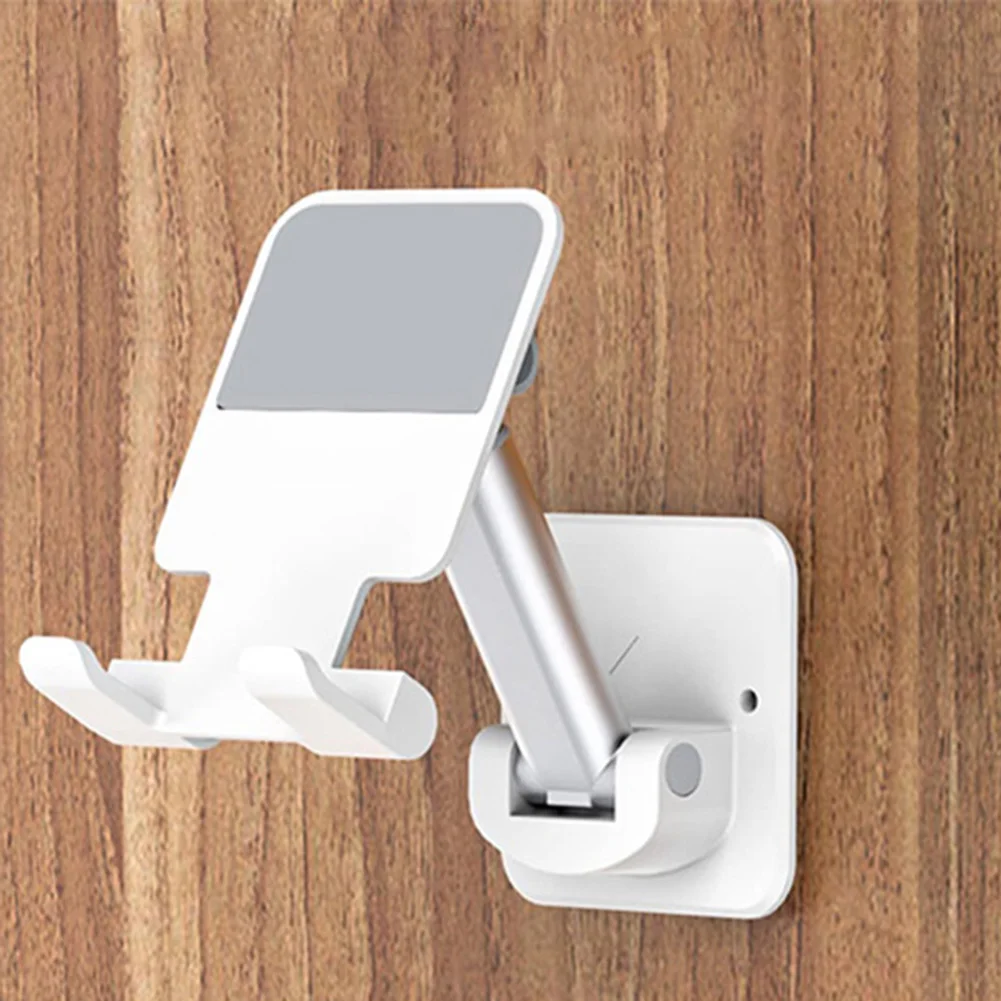 Foldable Self-Adhesive Wall Mount Cell Phone Tablet Holder, Non-Slip Cellphone Holder Stand, for Bathroom Shower Bedroom Kitchen