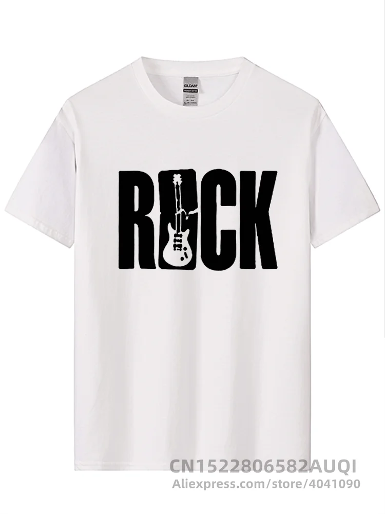 New Streetwear Men\'s O-neck Short Sleeve T Shirt ROCK Guitars Music Pirnt T-Shirt Hip Hop Rock\'n\'roll Tees Tops Harajuku