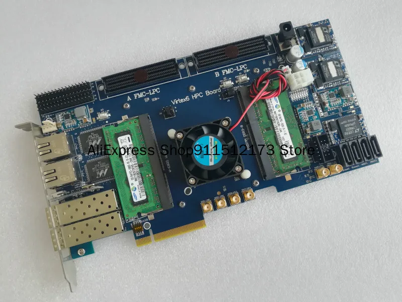 Virtex 6 fpga board pcie board +2 X SODIMM DDR3 + 2 X SFP+2 X RJ45+2 X FMC LPC+ PCIeX8 XC6VLX365T ml605 xilinx fpga board