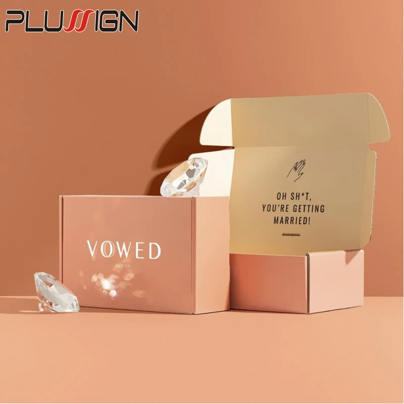 Hair Packaging Box Custom Sizes&Brand&Text 50Pcs Square Paper Boxes For Wig Packaging Large Carton Fold Gift Box With Logo