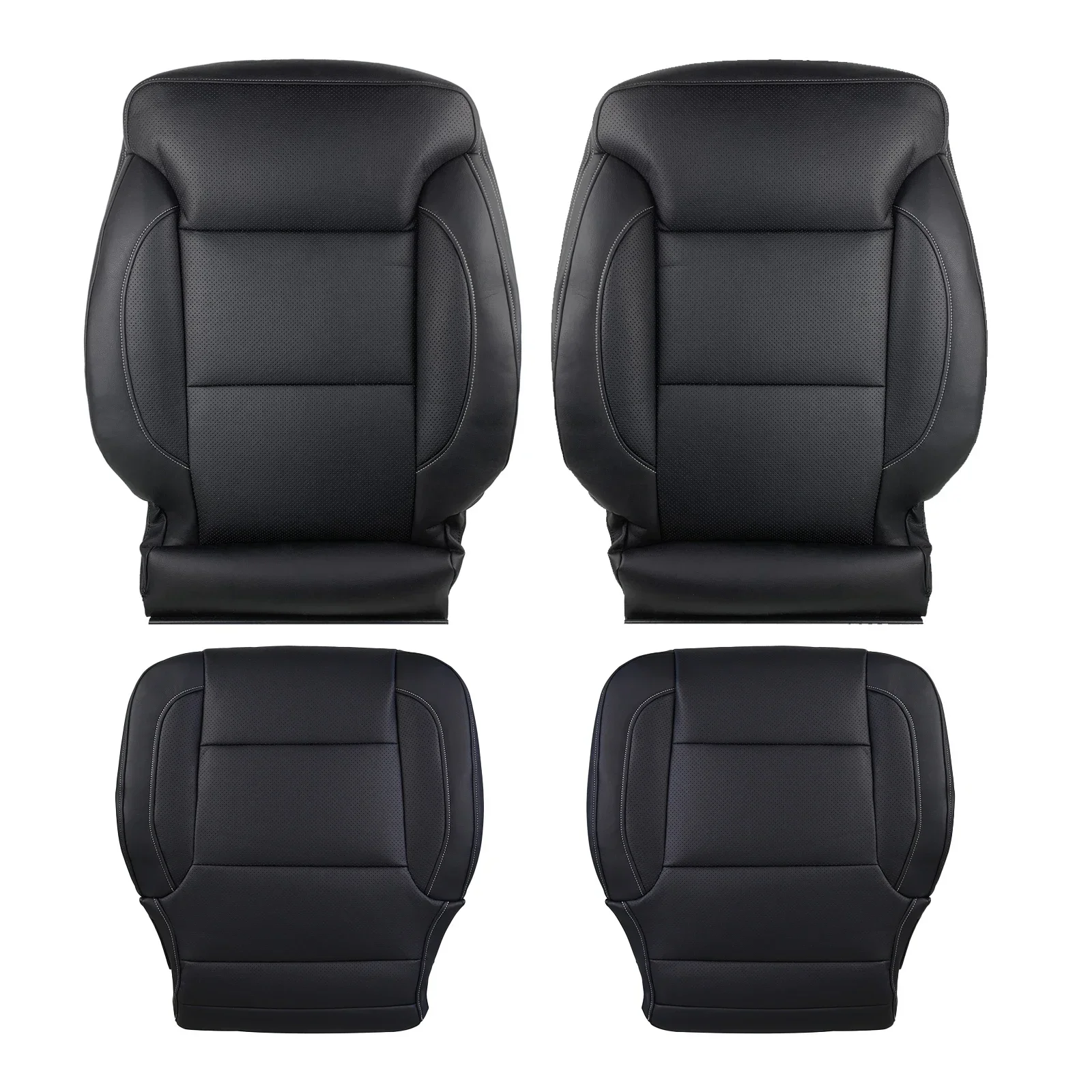 

Driver/Passenger Side Seat Cover Bottom/Back Leather Seat Covers Replacement for S-ilverado 1500 2500 2015-2019