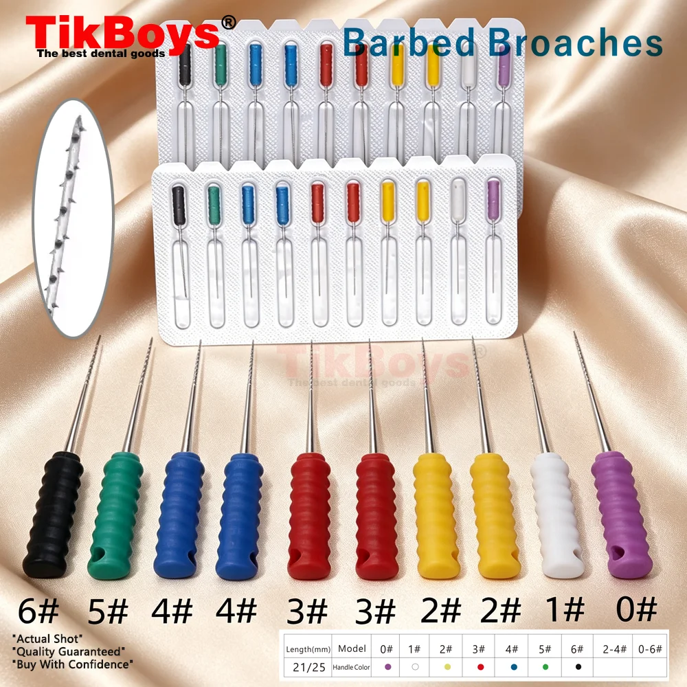 10Pcs/Pack Dental Root Canal Files Cleaning Needle Square Broaches Barbed Broaches for Root Cleaning 21mm/25mm Dentaire Dentist