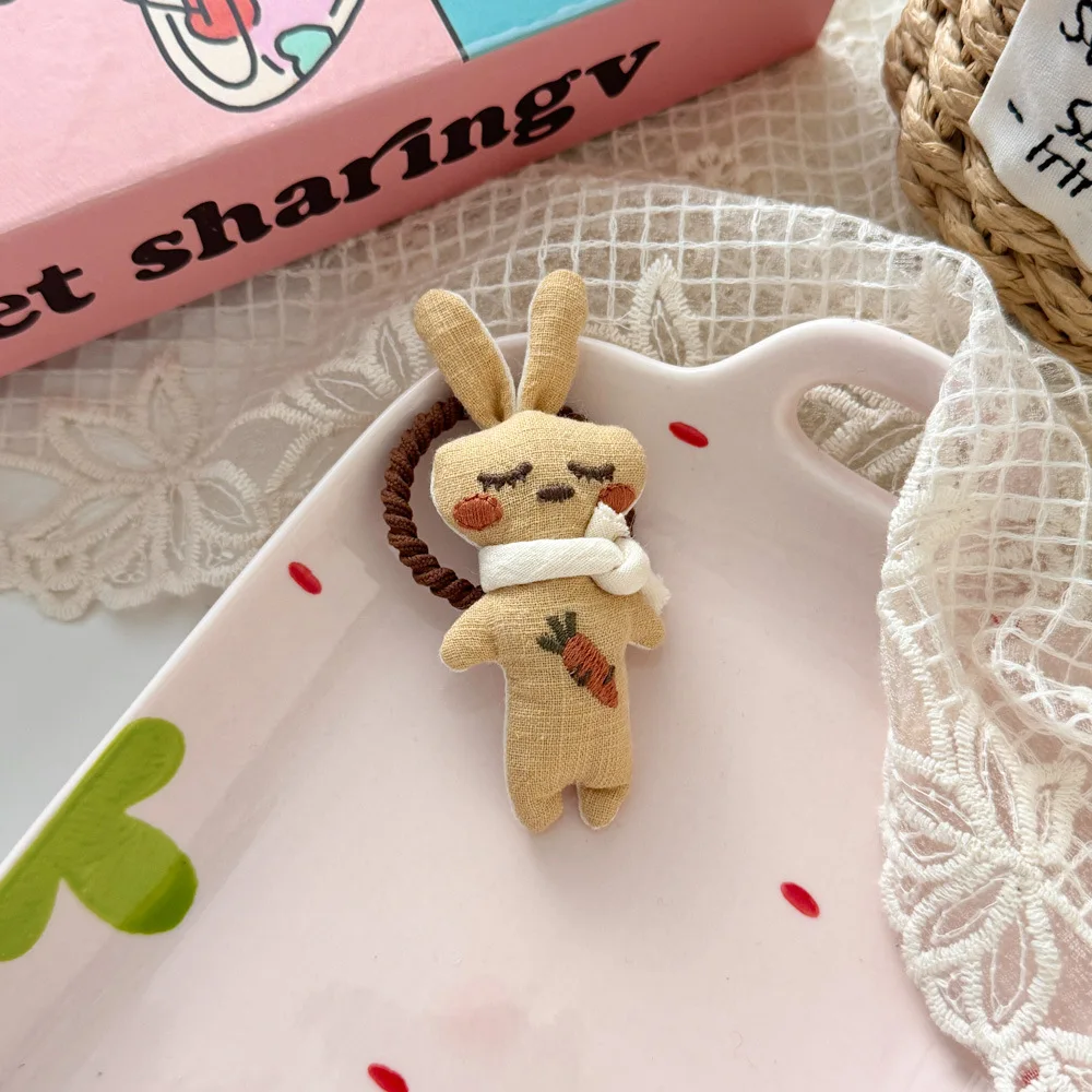 

Высокоэластичная резинка для волос, цельная резинка для волос ручной работы из ткани кролика для девочек, нежная эластичная милая резинка для волос