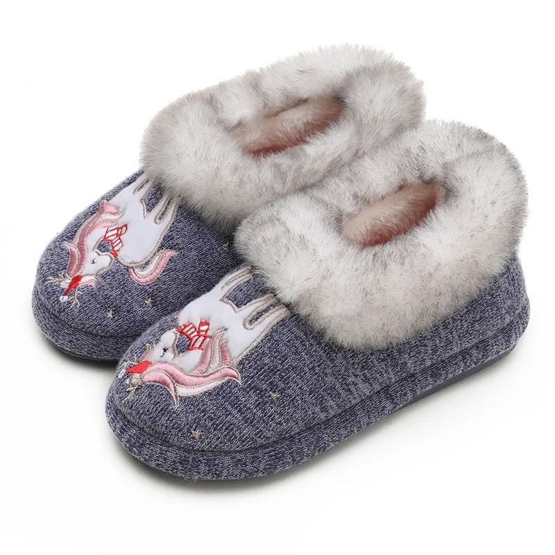 Smile PoP Fuzzy Boys Girls Indoor House Slippers Winter Warm Cute Kids Baby Shoes Outdoor Lightweight Non-Slip Home Socks Shoes