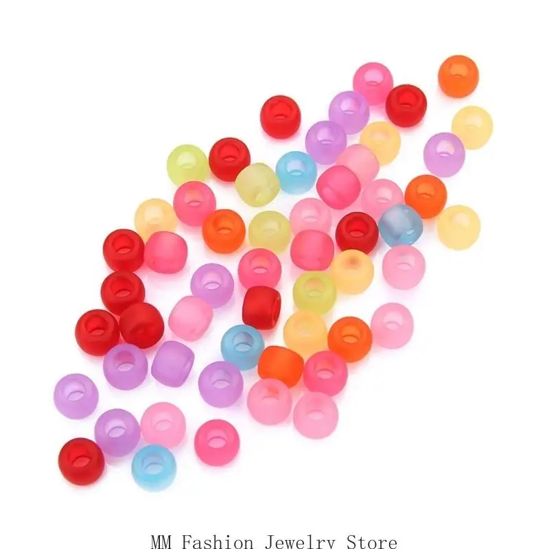 D0UB 200 個ダークアクリルヘアビーズ子供女の子三つ編みラウンドとカラフルな編みビーズアクセサリー