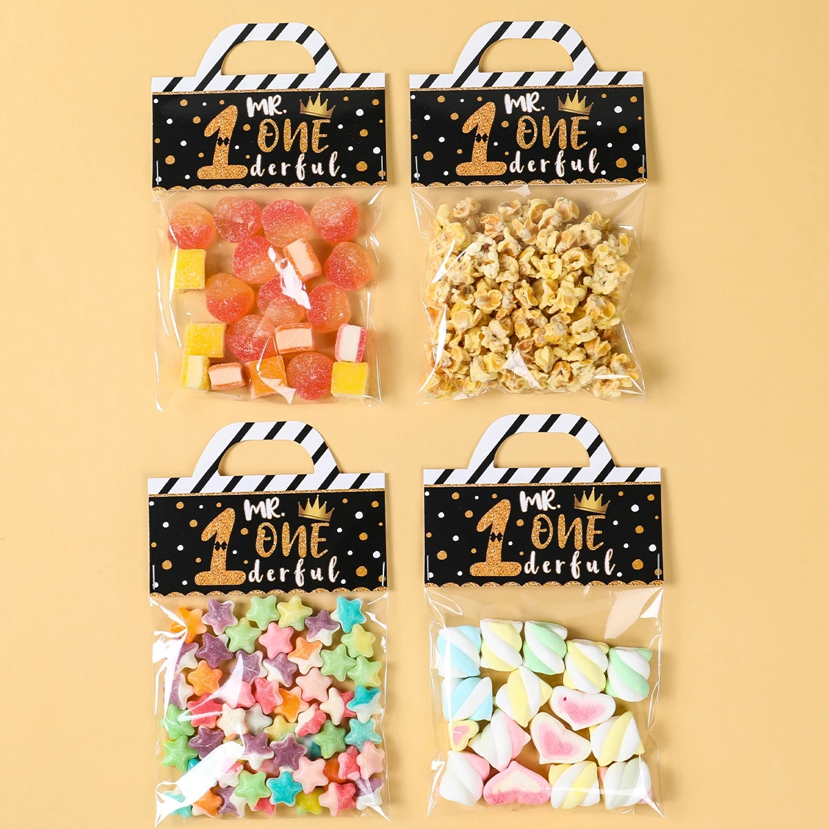 Gold Black Treat Bag Topper Birthday Party Decoration 1st 18th 21th 30th Birthday Party Suppplies Birthday Candy Cookie Bags