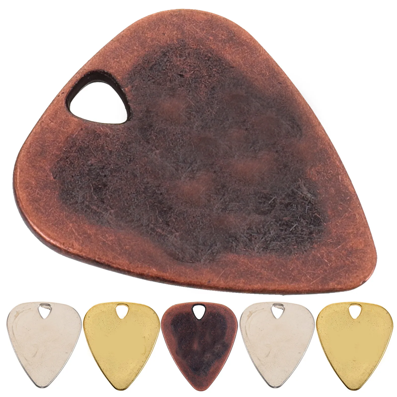 6Pcs Metal Guitar Picks Set Fingers For Guitar Tear-resistant Zinc Alloy Ultra-thin Plectrums