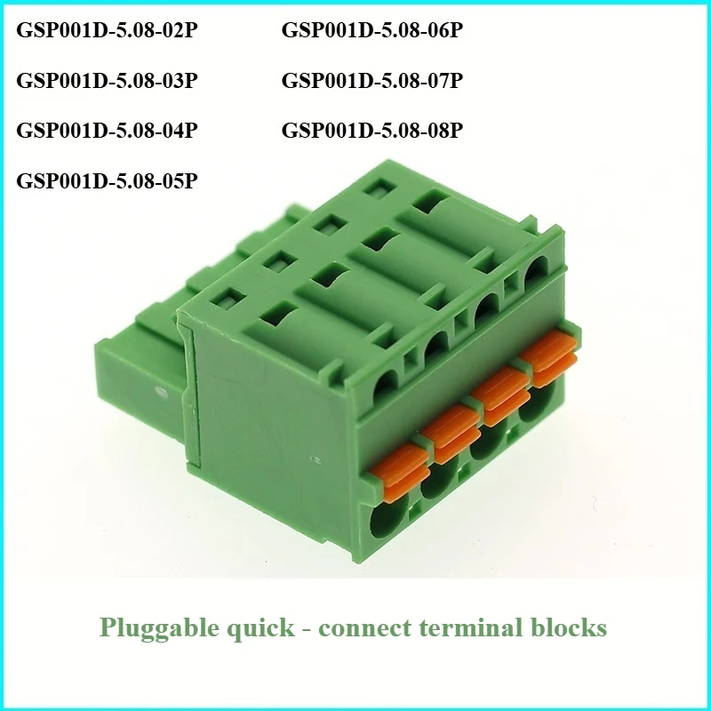 

GSP001D-5.08-04P-11-00A (H) 1PCS Plug-in 2EDGKD-5.08 Quick Terminal Block CE UL