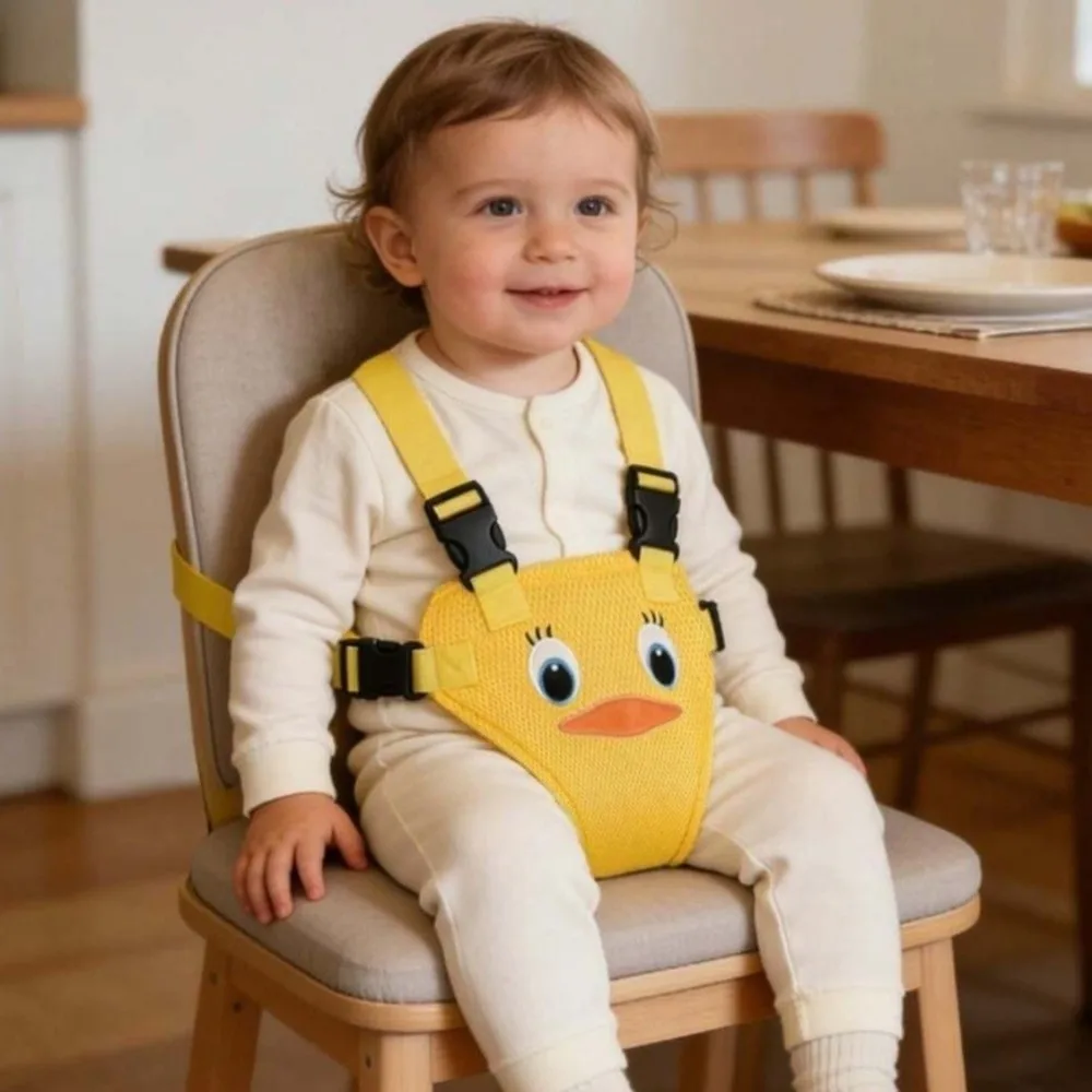 Soft High Chair Safety Belt Breathable Cartoon Embroidered Baby Dining Waist Belt Portable Adjustable Stroller Anti-Fall Strap