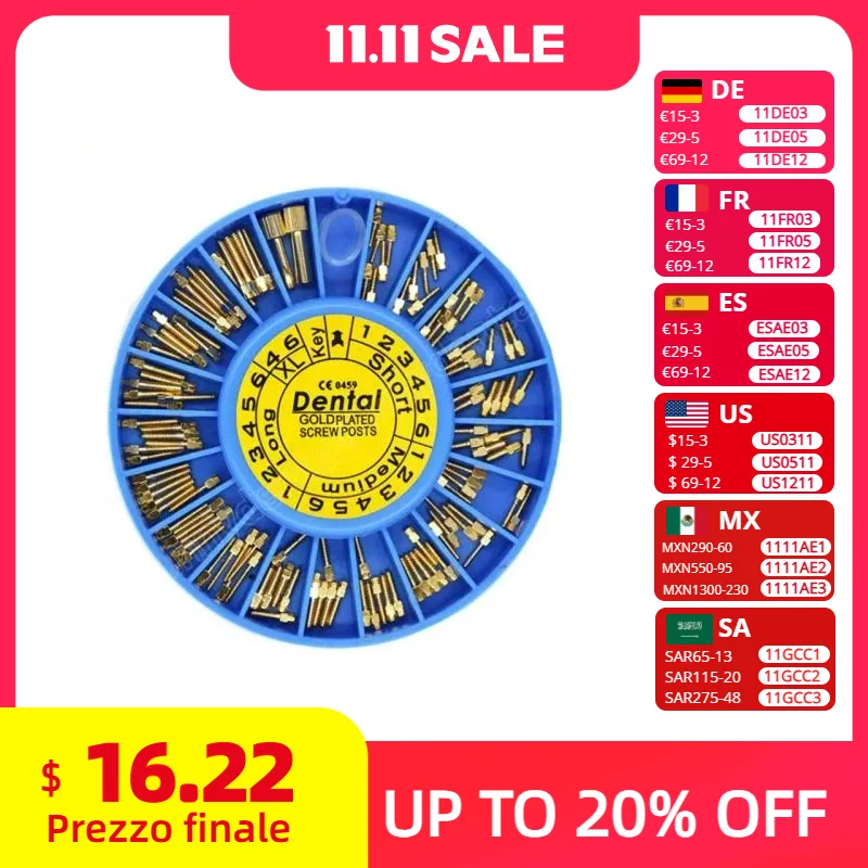 

Стоматологический стальной винтовой столб, позолоченный винтовой столб, 120 шт., золотой винт, стоматологические принадлежности, стоматологические материалы