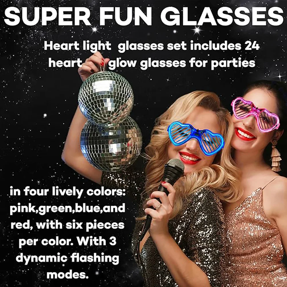 5/10/20/30/50 Bulk Light Up Glasses Heart Shaped LED Glasses Glow In The Dark Party Supplies for Birthday Wedding Party Favors - view 5