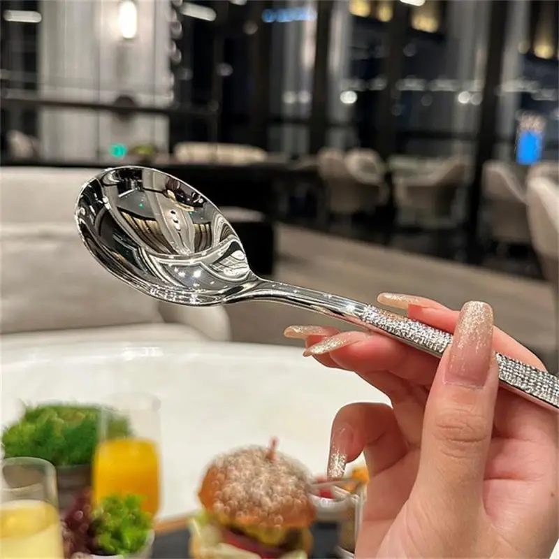 Korean Stainless Steel Thickening Spoon Creative Long Handle Hotel Hot Pot Spoon Soup Ladle Home Kitchen Essential Tools