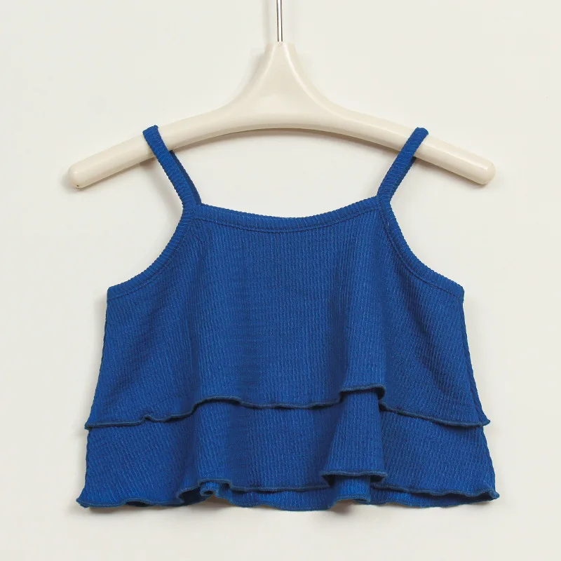 Girls' Summer Strap Suit Wide Leg Pants Fashionable and Simple Small and Medium Sized Children's Strap 2 Piece Set