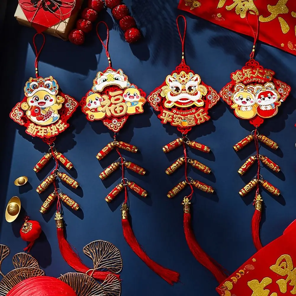 Chinese 2025 Snake Firecracker String Pendant Traditional Snake Pattern Snake Firecracker Hanging Ornament with Tassel Red