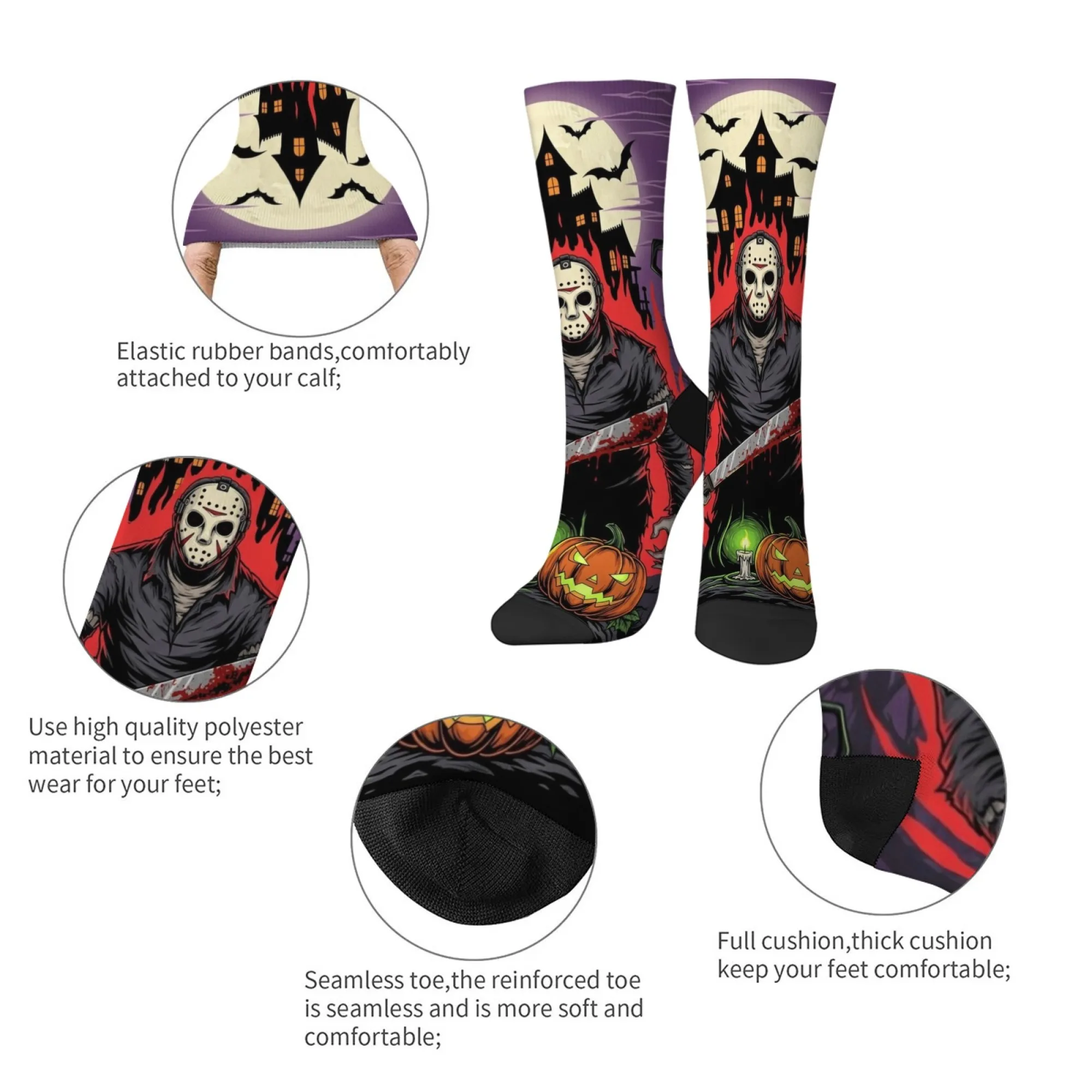 Retro Comic Horror Killer Neuheit Herrensocken Harajuku Stil Verrückte Hip Hop Lustige Glückliche Socken Lässige Sportsocken Halloween Geschenk