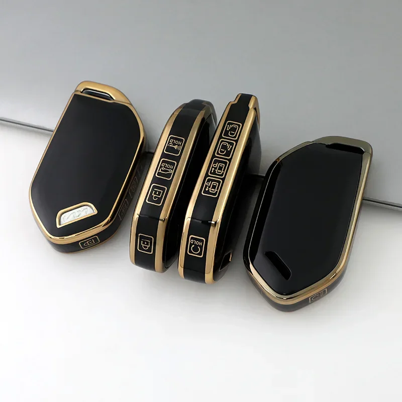 Korean Popular Model Suitable for 456789 Key New KIA Kia EV9 Jiahua Zhiran Gold Edged Car Key Buckle Protective Case