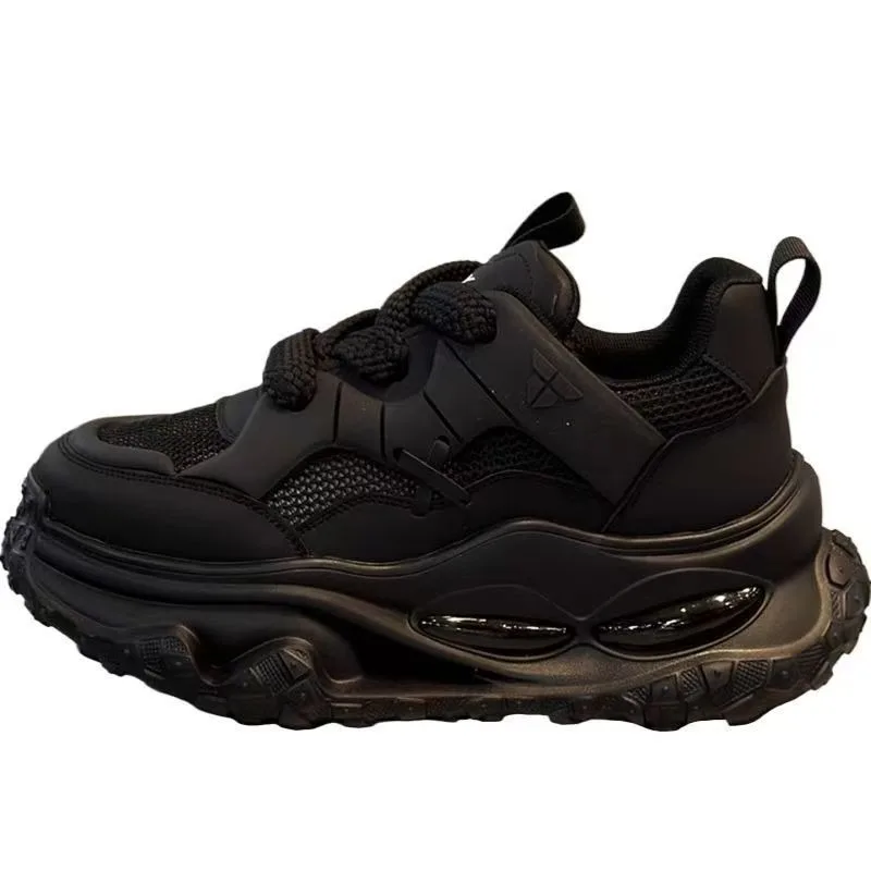 Men Breathable Mesh Casual Running Shoes Inner Elevation Thick Sole Shock-absorption Outdoor Teen Trend Unky Sneakers