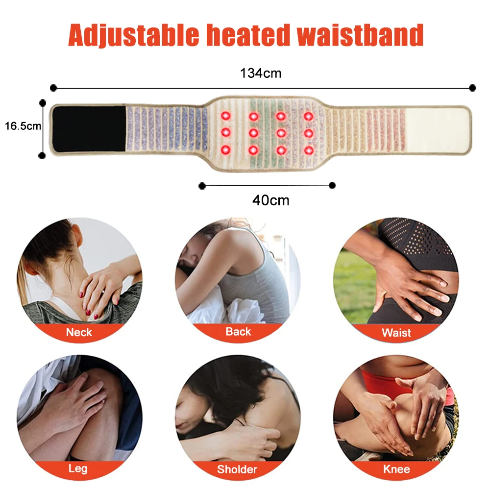 PEMF Infrared Jade Massage Heating Belt Photons Tourmaline Gemstones Ultra-long Natural Crystal Cakra Wave  Pad For Pain Relief