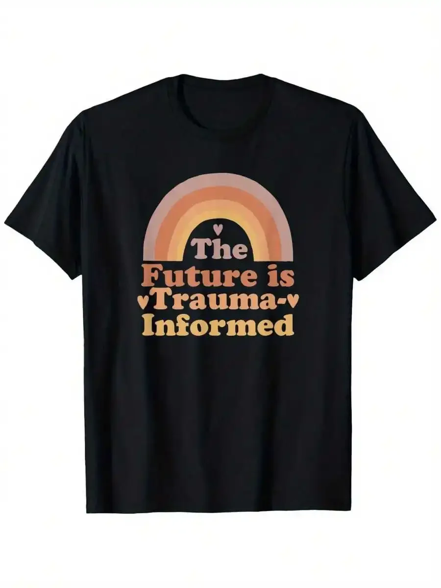 Retro T-Shirt Promoting Trauma-Informed Mental Health Support, Featuring A Loose Fit, Unisex Design, Short Sleeves, And Made Fro