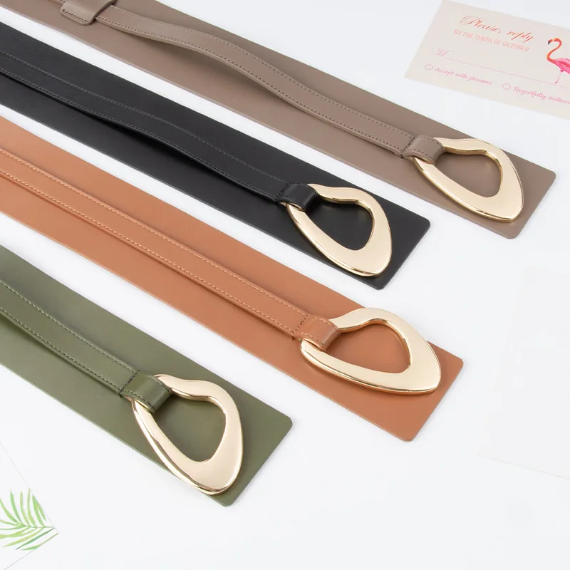 New genuine leather belt for women's skirt suit jacket waist seal slimming decorative knotted belt 105cm