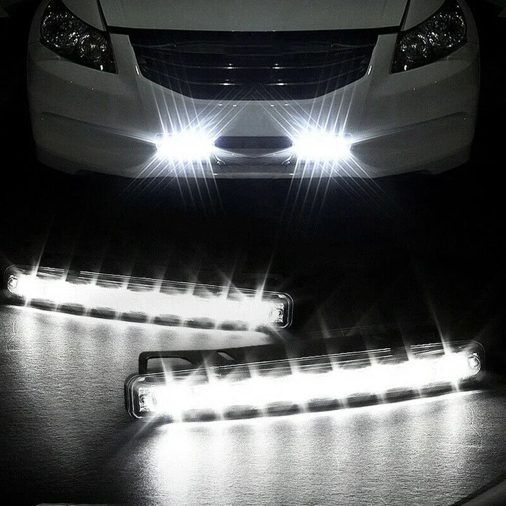 

2pcs 8-LED Daytime Running Lights Car Driving DRL Fog Lamp Super Bright 12V Vibration Resistant Super White Color 6000-6500K