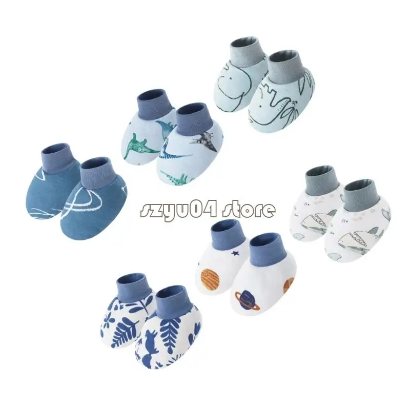 4X7D الرضع الجوارب الداخلية 6 زوج مجموعة القطن بسط الأصفاد لطيف الكرتون شخصية طباعة الزحف الحماية الطابق الأحذية #3