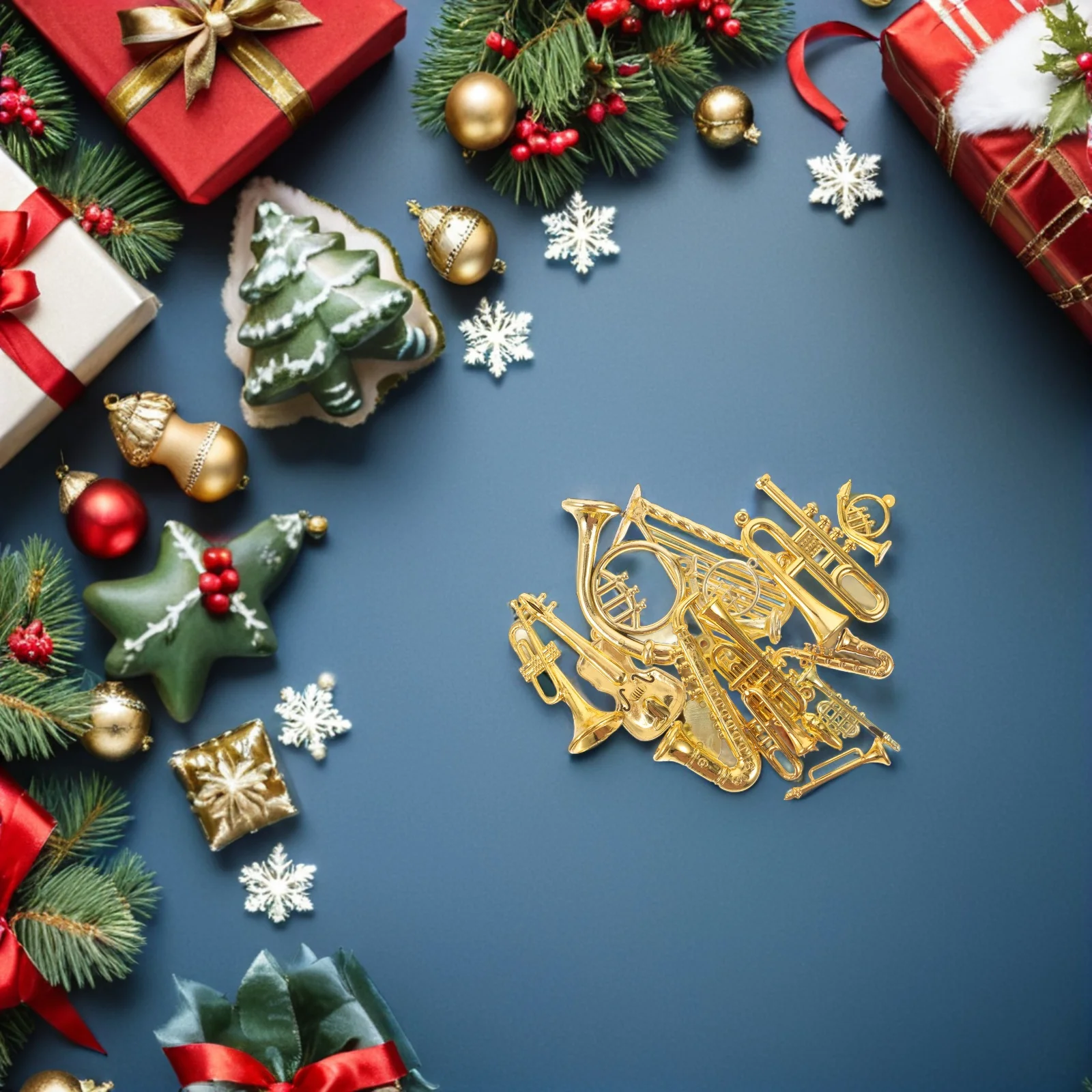 

28pcs Christmas Tree Decoration Ornaments Mini Musical Instruments Diy Craft Holiday Home Decor Violin Trumpet Flute Models